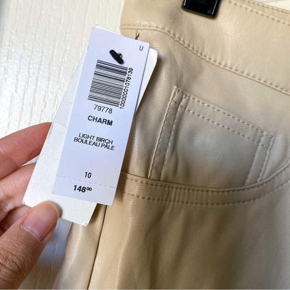 Aritzia Pant Charm High-Rise Ankle-Length Skinny Faux-Leather Light Birch 10 NWT - Picture 6 of 7